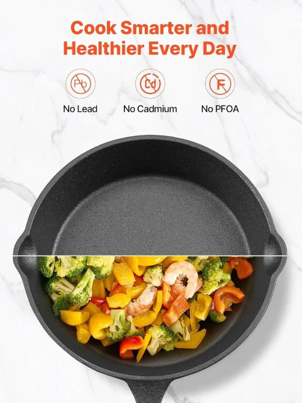4-Piece Cast Iron Skillet Set - Pre-Seasoned Frying Pans with Silicone Handles